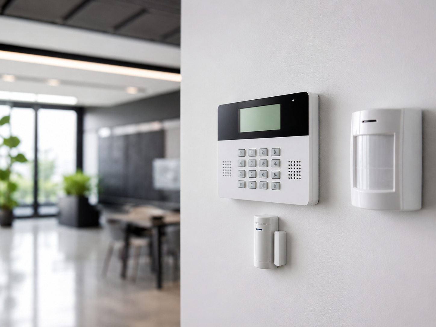 HD image of a modern security alarm system